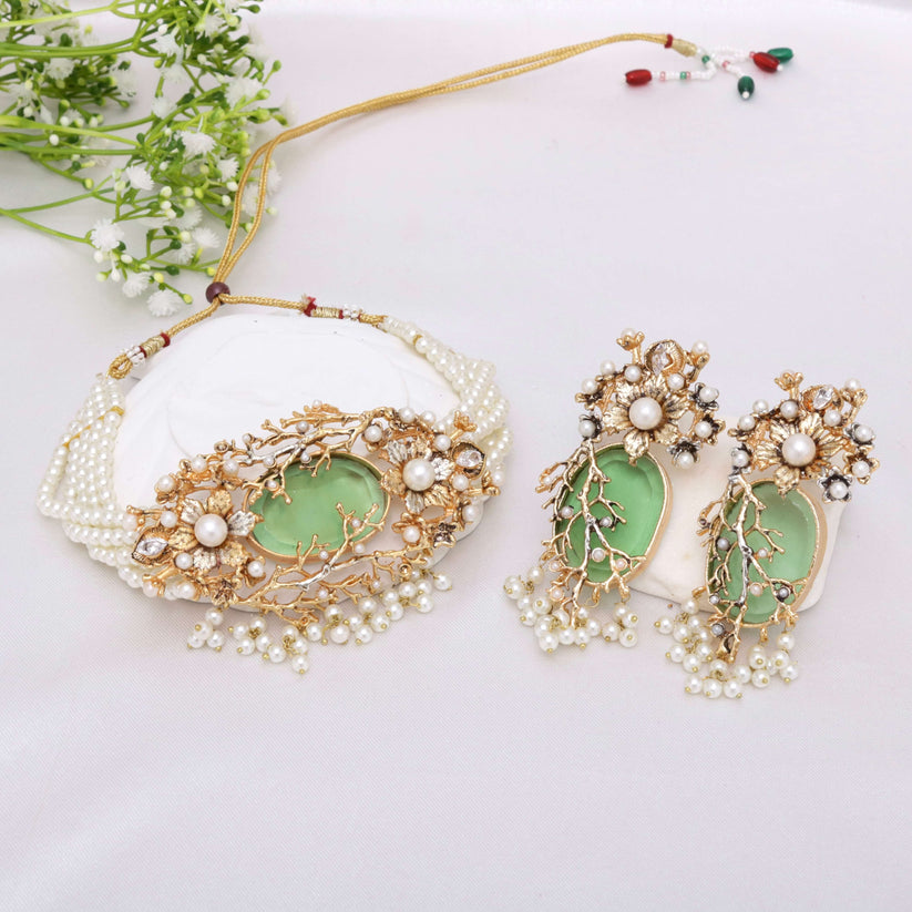 Zevar - Orchid Hand Crafted Chokker Set