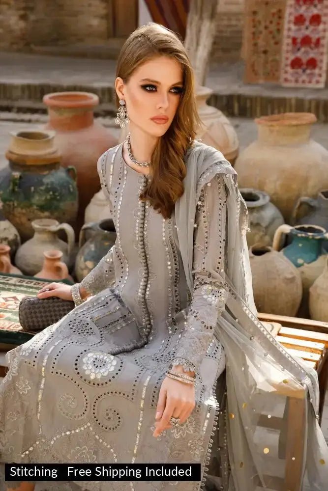 Maria B - 3 Piece Suit - Steel Grey D-2308-B - SaviiFashion.com