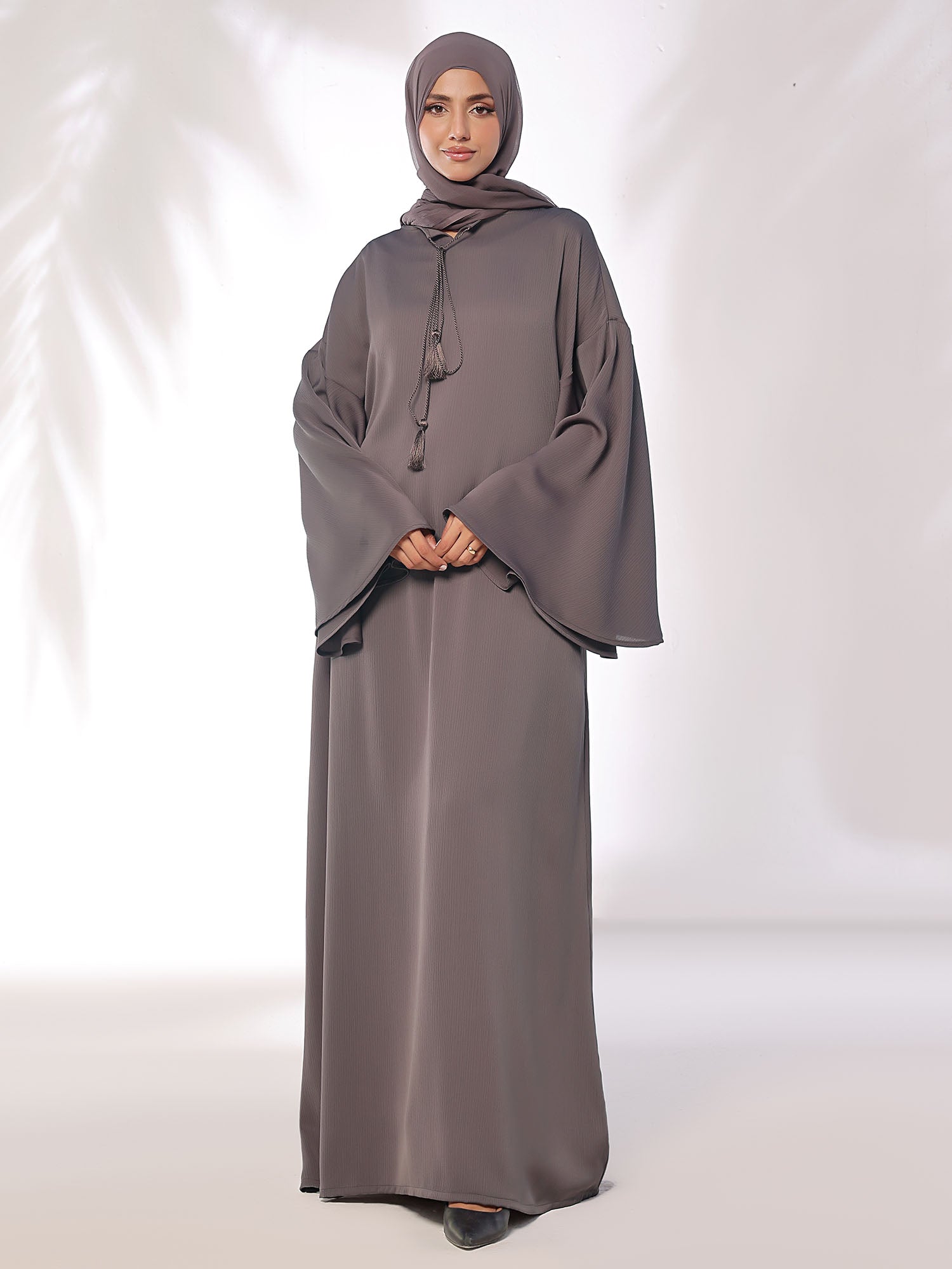 Spinzar Store - Flowing Grace Rose - Taupe Abaya
