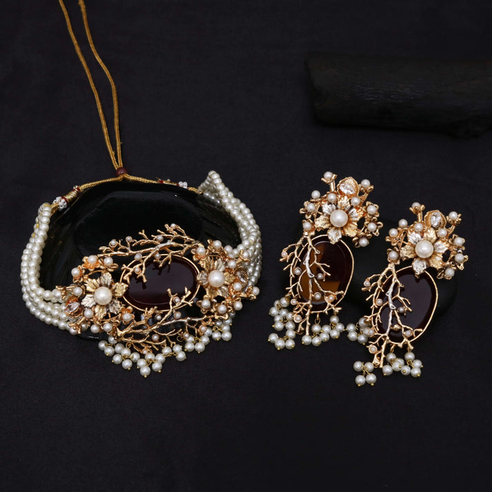 Zevar - Orchid Hand Crafted Chokker Set