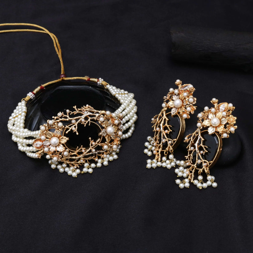 Zevar - Orchid Hand Crafted Chokker Set
