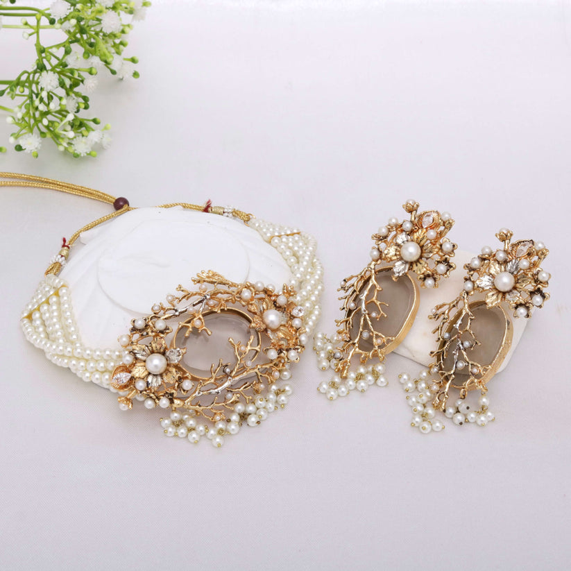 Zevar - Orchid Hand Crafted Chokker Set