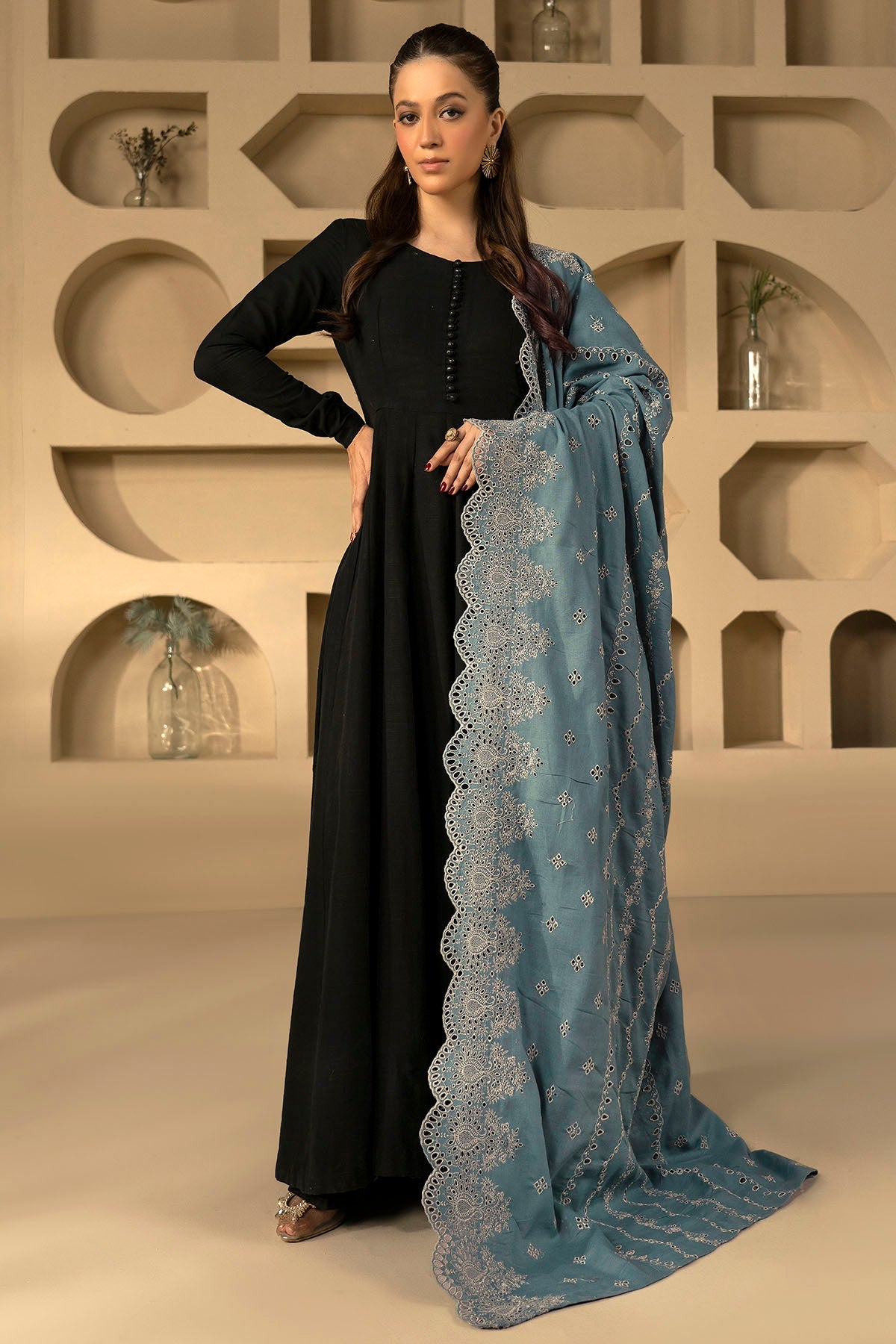 Motifz - 4901-AAMIRA EMBROIDERED KHADDAR SHAWL