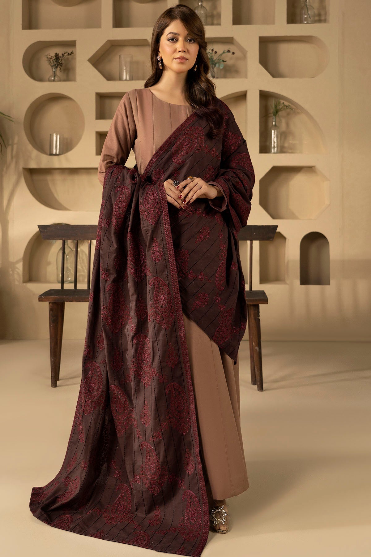 Motifz - 4919-MANAR EMBROIDERED KHADDAR SHAWL