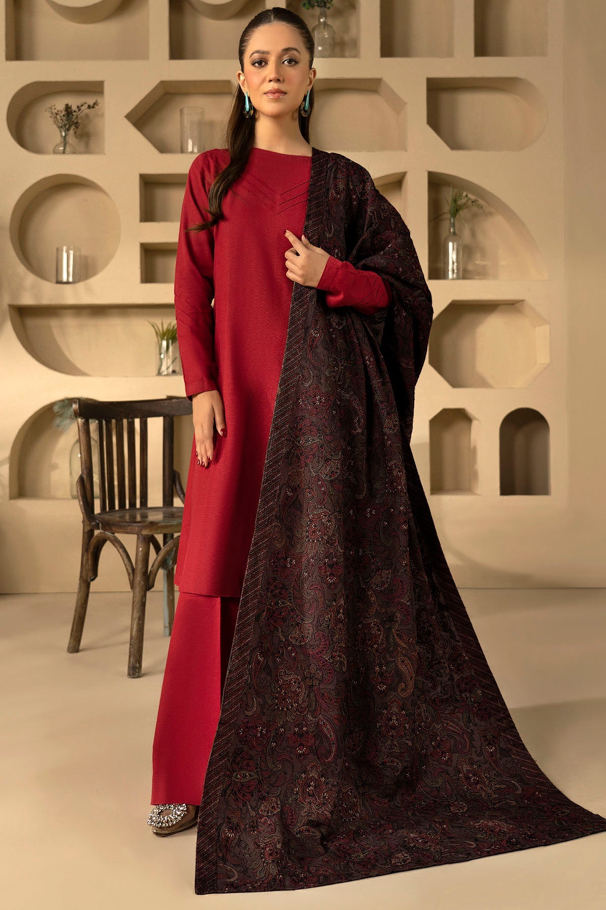 Motifz - 4920-HANAN EMBROIDERED KHADDAR SHAWL