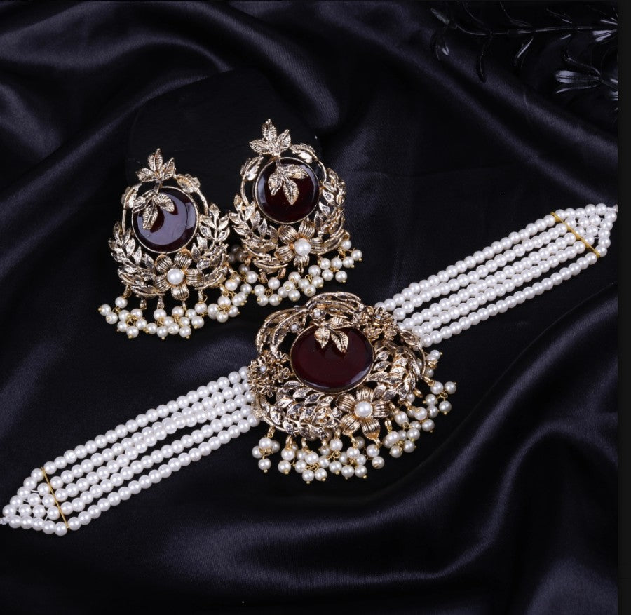 Zevar - Orchid Hand Crafted Chokker Set 2