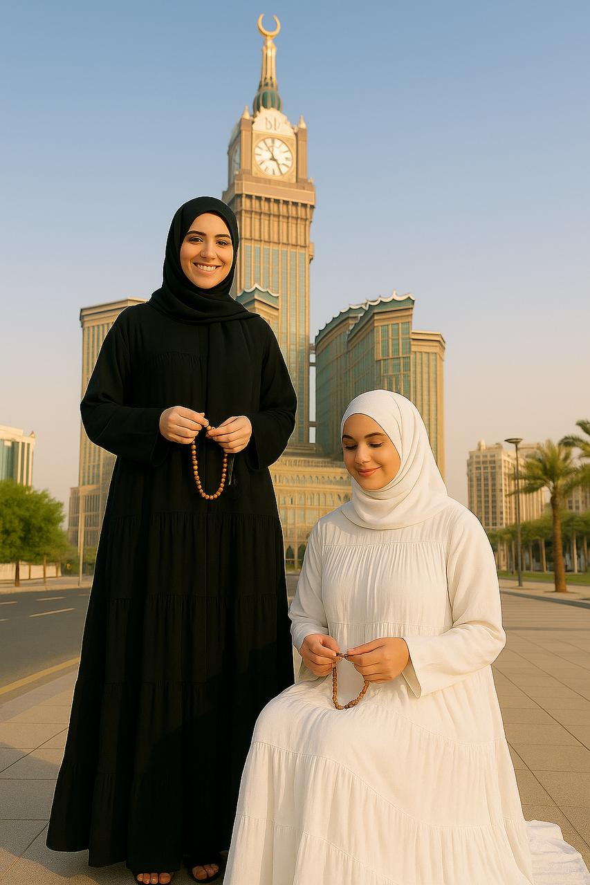 Spinzar Store - High Tiered Modesty White Umrah abaya