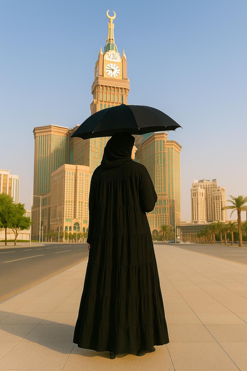 Spinzar Store - High Tiered Modesty Black Umrah abaya
