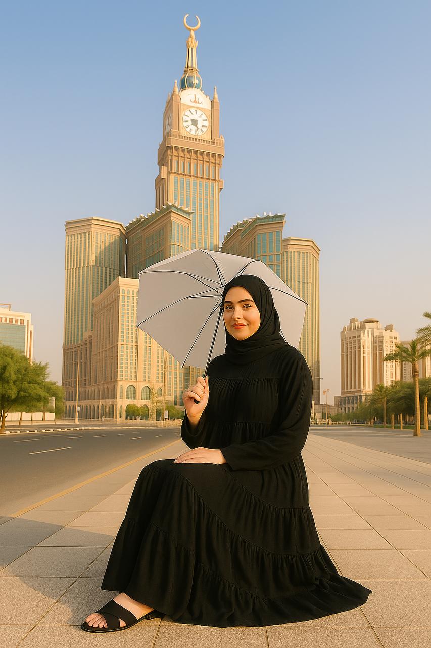 Spinzar Store - High Tiered Modesty Black Umrah abaya