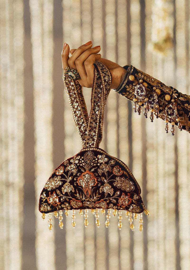 Aik - DASTOOR - PLUM VELVET POTLI