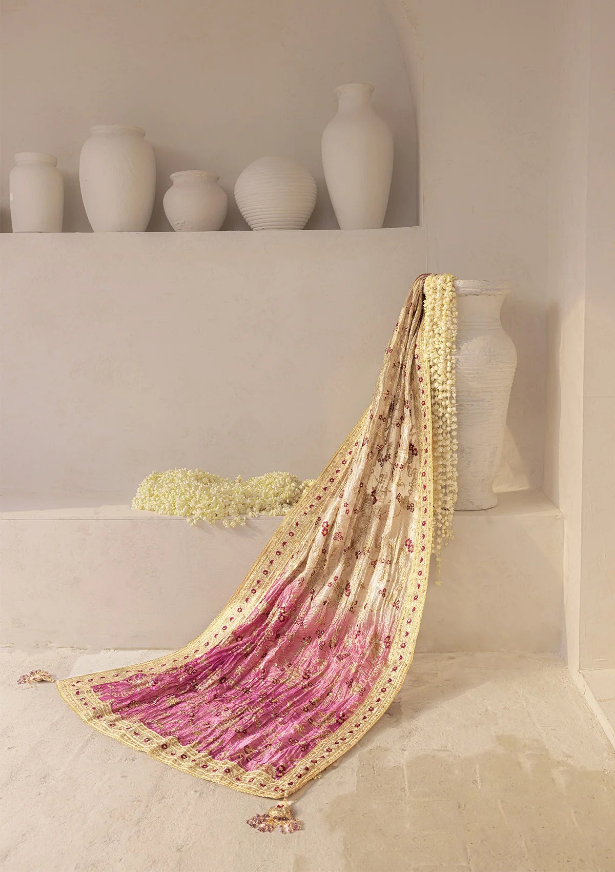 Aik - WEDDING FESTIVE 25 - VOL. 2 - LIGHT GOLD TISSUE SHAWL