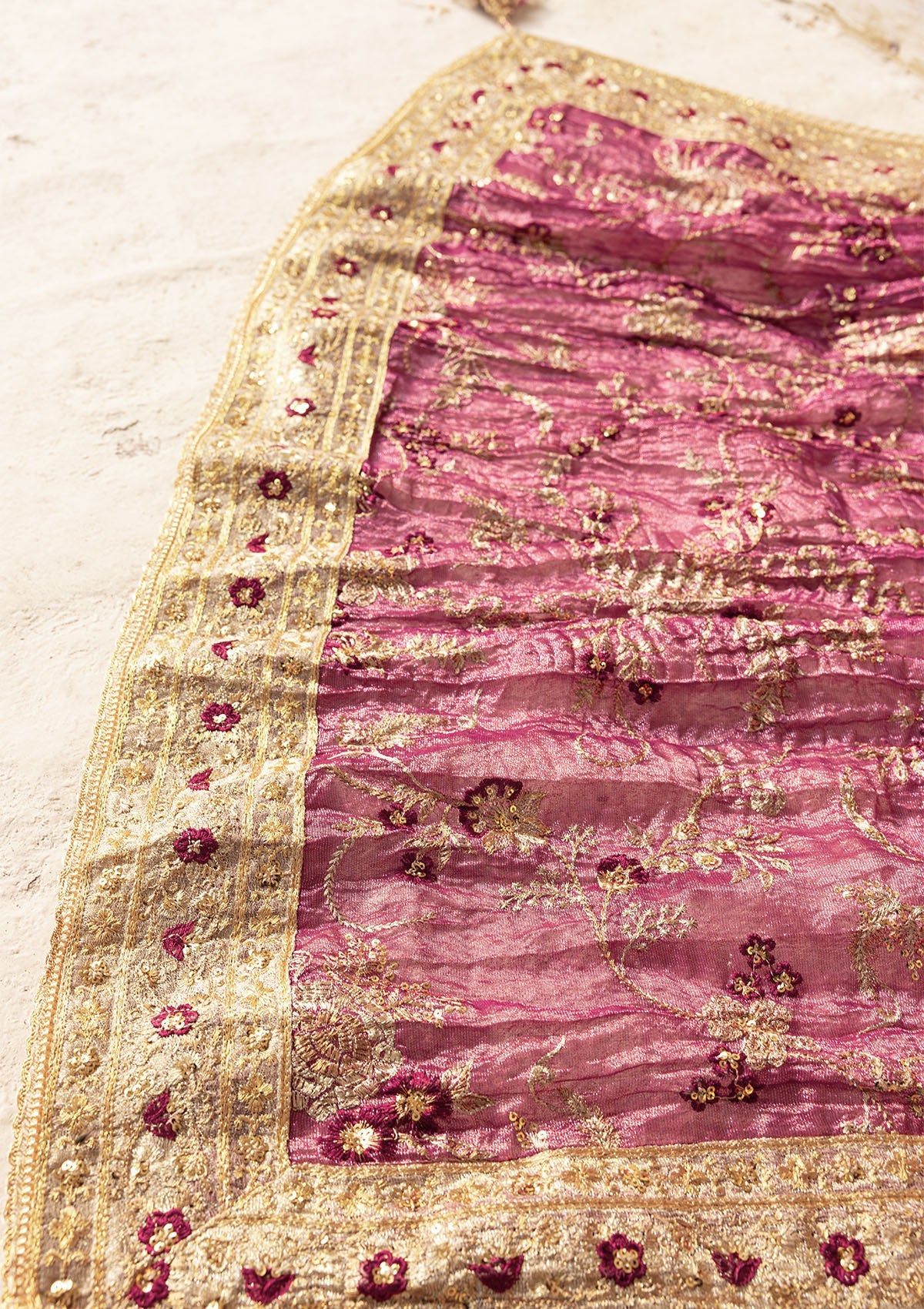Aik - WEDDING FESTIVE 25 - VOL. 2 - LIGHT GOLD TISSUE SHAWL