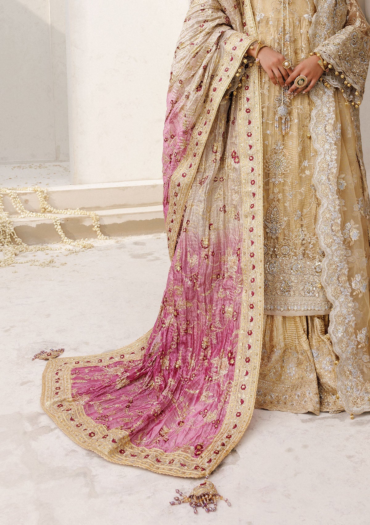 Aik - WEDDING FESTIVE 25 - VOL. 2 - LIGHT GOLD TISSUE SHAWL