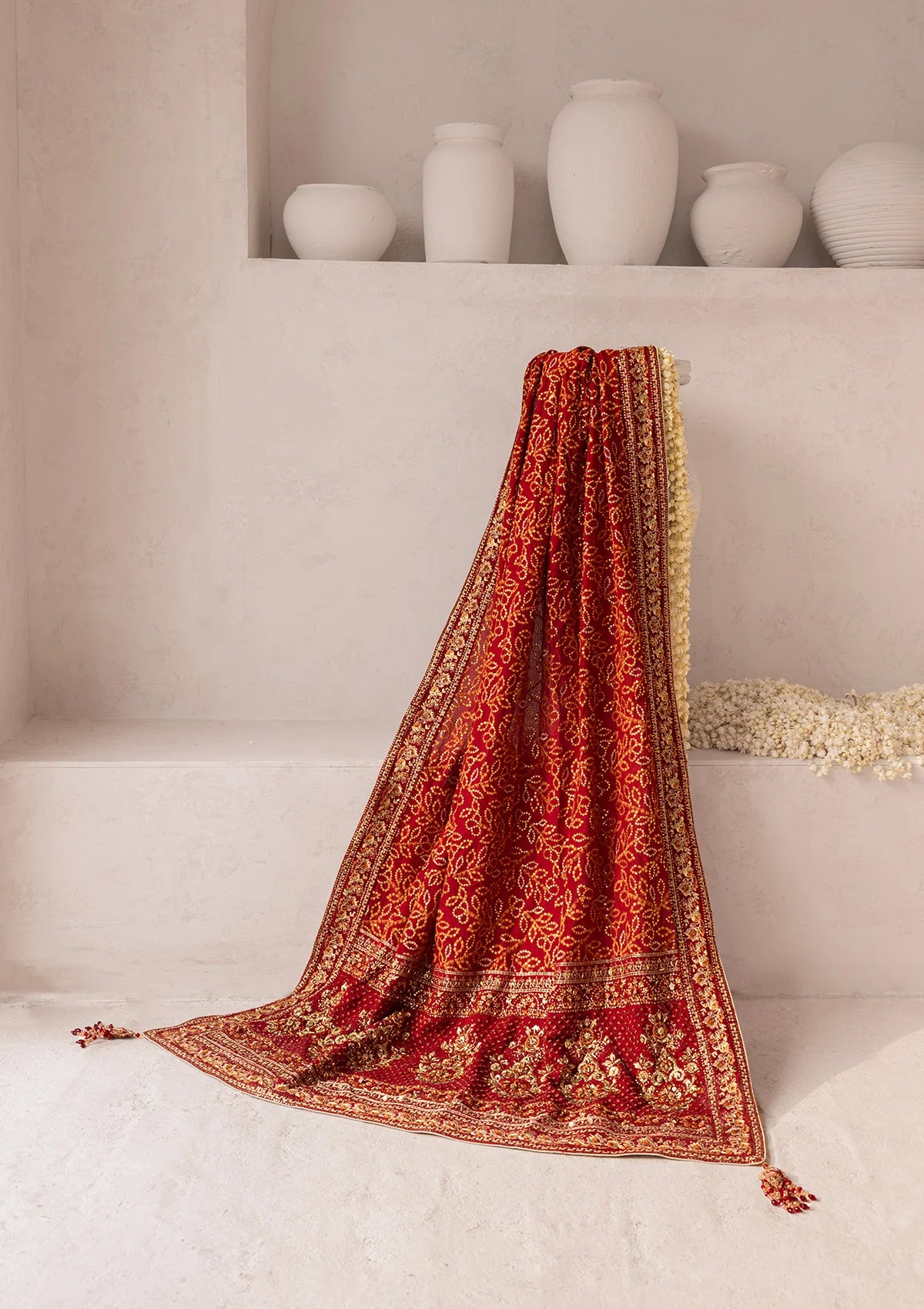 Aik - WEDDING FESTIVE 25 - VOL. 2 - RED MEDIUM SILK SHAWL