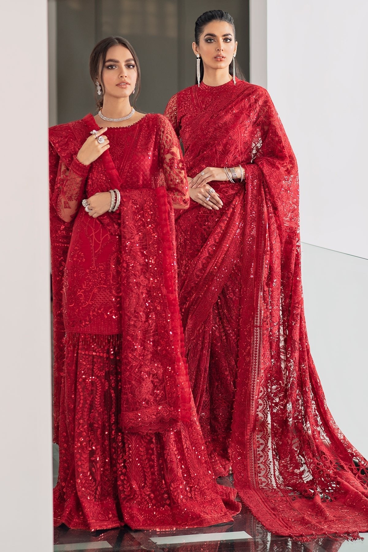 Baroque - 3 Piece Suit - Embroidered Net CH09-06 - SaviiFashion.com