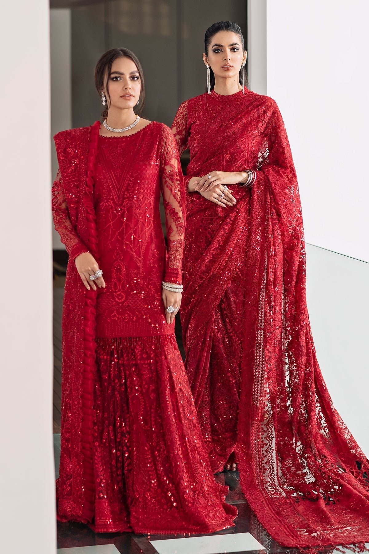 Baroque - 3 Piece Suit - Embroidered Net CH09-06 - SaviiFashion.com