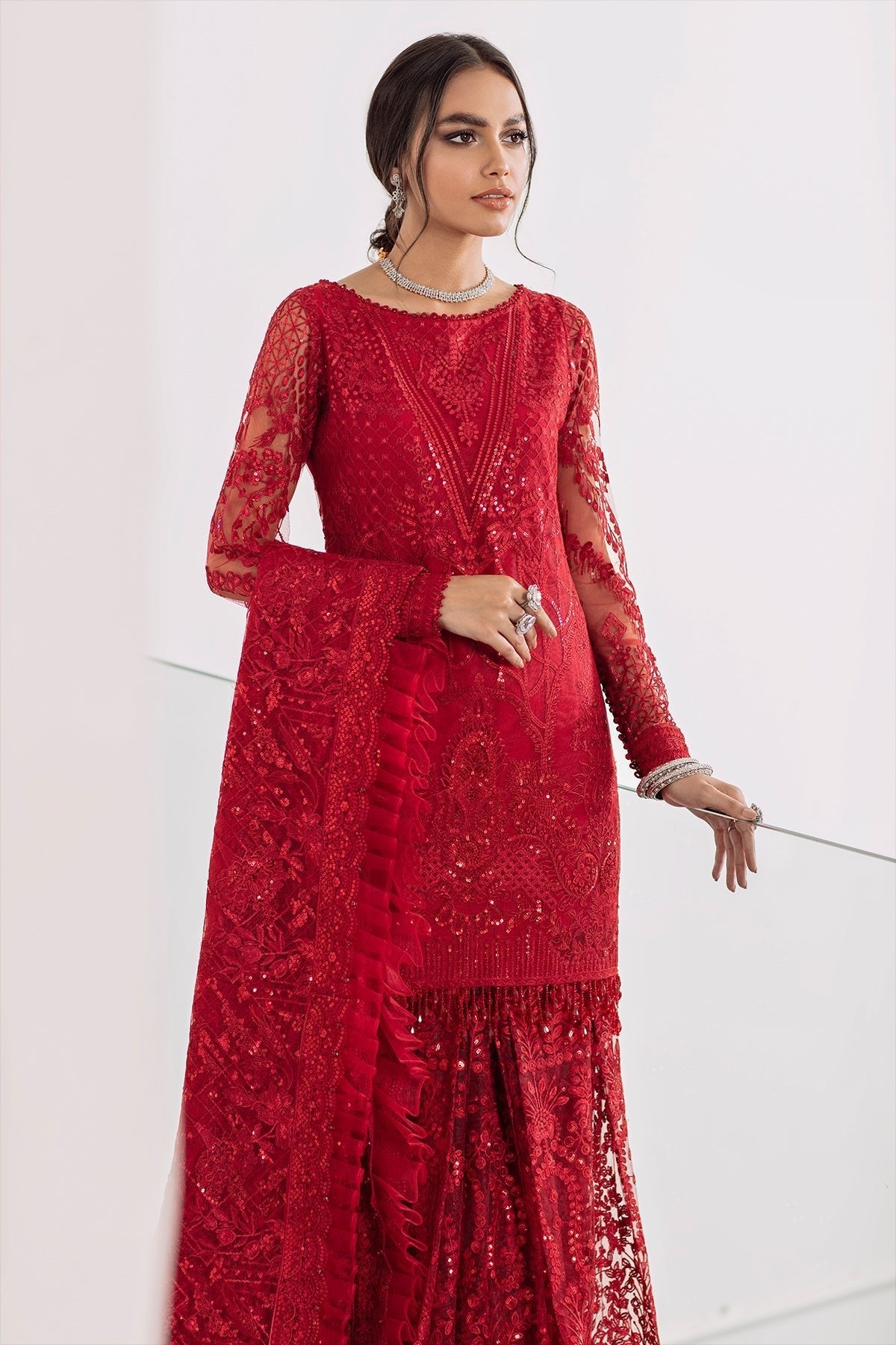 Baroque - 3 Piece Suit - Embroidered Net CH09-06 - SaviiFashion.com