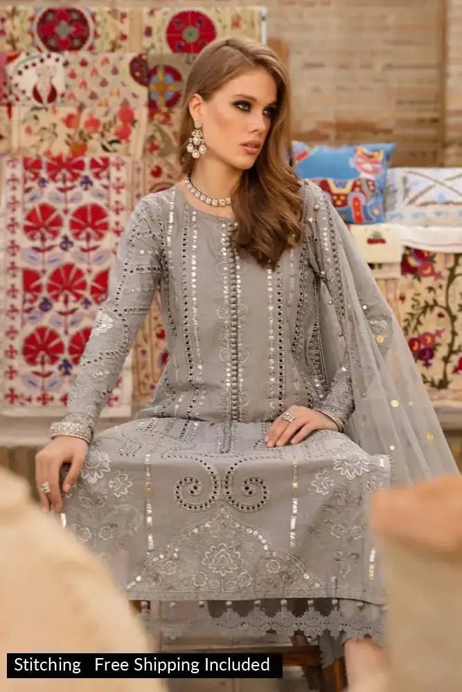 Maria B - 3 Piece Suit - Steel Grey D-2308-B - SaviiFashion.com